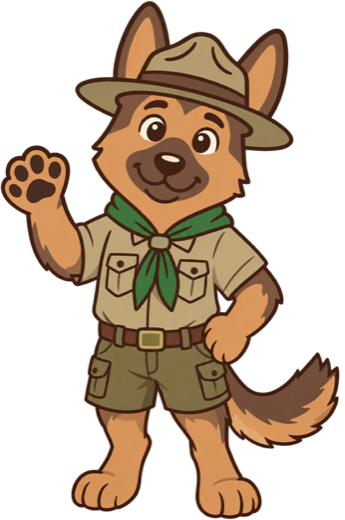 Scout the dog waving